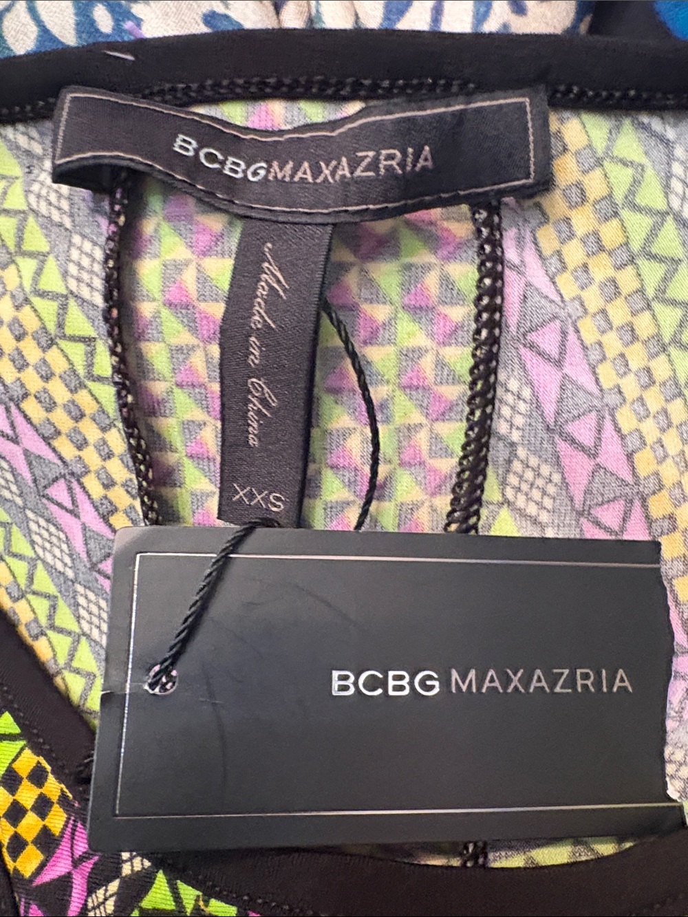 NWT BCBG Maxazria Asymmetrical Multicolor Dress - XXS - Picture 3 of 3